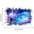 Dettaglio adesivo murale 3D effetto muro rotto con astronauta e galassia spaziale - L-57*90CM
