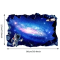 Detailed 3D outer space wall sticker with astronaut and galaxy, size 90x57cm for home decor - L-57*90CM