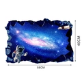 Detailed view of 3D galaxy wall sticker with astronaut and space station at 58x40cm size - Small (40x58cm)