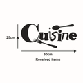 Detailed size chart for Cuisine kitchen wall sticker showing 60cm by 25cm dimensions - 58*25CM