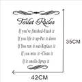Dimensioni dettagliate dell'adesivo da parete Toilet Rules, 35cm x 42cm, stampa in nero - 42*33CM