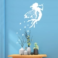 Sticker mural fée blanche avec étoiles sur fond bleu pour décoration de chambre - 57*35CM / Blanc