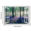 3D forest landscape wall sticker dimensions measuring 90cm by 57cm for home decor - Forest Blue Purple Flower Sea (6750-10)