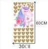 Adesivo murale unicorno rosa con cuori dorati, decoro cameretta bimbi, misura 60x30 cm - 60*30cm