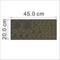 Dimensiones detalladas del vinilo de pared ZY701A con diseños de burbujas circulares - Negro