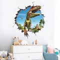 3D Dinosaurier Wandtattoo mit realistischer T-Rex-Wanddurchbruch-Optik fürs Kinderzimmer - 3D Stereoskopischer Dinosaurier Stil