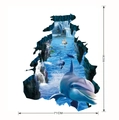 3D Ozean Wandaufkleber mit Delfinen und Wasserfall Produktmaße im Detail 95cm mal 71cm groß - Delfin Ozean (KS6649) / 60x90cm