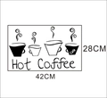 Wandtattoo Hot Coffee mit vier Kaffeetassen Motiven und Schriftzug Schwarz 42x28cm - 42*28CM / Schwarz