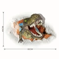 Detailed 60x45cm dimensions for 3D dinosaur wall decal with realistic broken wall effect - 45x60cm