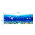 Adesivo Murale Marino 70x25cm con Delfini Squali e Barriera Corallina per la Casa - 25*70cm / Mondo Oceanico Blu