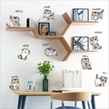Cartoon grey tabby cat wall stickers set for bedroom and home furniture decoration - 9 Grey Action Cats with Text (SK36012) / 30x60cm