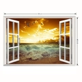 Adesivo da parete 3D effetto finestra con paesaggio spiaggia al tramonto, 90x57 cm - 57*90CM
