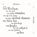 Adesivo murale In This House citazione inglese in vinile decor casa 55,8 x 55,8 cm - Stile Citazione In This House / Nero