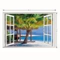 Detailansicht 90x60cm 3D Wandtattoo mit Strandblick und Palmen für das Wohnzimmer - 3D Tropische Strandlandschaft (KS6681) / 57*90CM