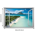 Detailansicht 3D Fenster-Wandaufkleber mit tropischer Insel-Landschaft, 90x57cm Größe - 57*90CM