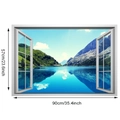 Adesivo murale 3D finestra con paesaggio di montagna e lago da 90x57cm - 57*90CM