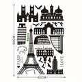 Adesivi murali in PVC con sagome nere di monumenti del mondo in formato 60x40cm - Taglia Piccola