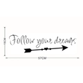Vinilo decorativo Follow Your Dreams 57x15cm con diseño de flecha y corazón - 57*15CM / Negro