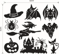 Halloween Hexe und Fledermaus Wandtattoo Set, 58x54cm dekorative Silhouetten für Räume - 58*54CM