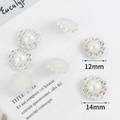 Elegant 12mm and 14mm double-layer pearl buttons with rhinestones for DIY sewing - 12mm / Pearl White