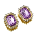 Strass rettangolari viola da cucire con base dorata e bordo in cristallo bianco - Viola