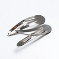 Set of two classic shiny silver metal teardrop BB hair clips for DIY hairstyling - 4cm / Silver