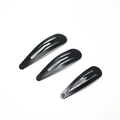 Three-piece set of matte black teardrop metal snap clips for hair styling - 4cm / Black