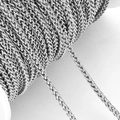 Silver stainless steel wheat chain for DIY jewelry making on a white spool - 3mm / Steel