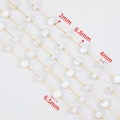 Handmade stainless steel ball chains with white shell beads in various size specifications - 1 Meter Pack / Gold-White Round