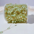 Light green cat eye stone beads with golden copper chain roll for DIY jewelry making - 1 Meter/Pack / Grass Green