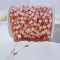 Pink opal and gold bead handmade chain roll for DIY necklace jewelry making accessory - 1 Meter/Pack / Rose Quartz
