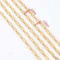 Golden stainless steel link chain with textured oval rings for DIY jewelry making - Embossed Geometric Chain / 1 Meter/Pack