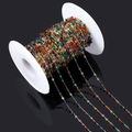 Bunte facettierte Perlenkette auf Spule für DIY-Edelstahlhalsketten und Schmuckzubehör - 1 Meter/Packung / bunt