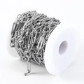 Silver stainless steel mixed link chain on roll for DIY jewelry making and necklace crafts - Alternating Link Chain (1m/Pack) / Steel