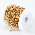 Gold rectangular and round link chain for DIY jewelry on a white spool - Alternating Link Chain (1m/Pack) / Gold