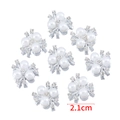 Silver snowflake flower charms with white pearls and rhinestones, 2.1cm diameter set of 8 - Silver