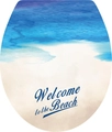 Detail van de U-vormige aquarel zeegolven strand toiletdeksel sticker decoratie - Strandlandschap (3202)