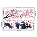 Detailed sheet showing starry deer and cherry blossom tree wall sticker measurements - Flower Fairy Plum Blossom Style (ZY110) / 30*90CM 2 Sheets In Bag