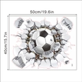 Vinilo decorativo de fútbol 3D efecto pared rota, dimensiones 50x40cm, decorado habitación - 40*50cm