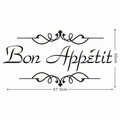Detailed view of Bon Appetit wall sticker with size dimensions 30x57.5cm in black - 57x30cm