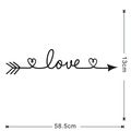 Detaillierte Maße des schwarzen LOVE Pfeil Wandtattoos mit 58,5cm x 13cm Größe - 58.5*13CM / Schwarz