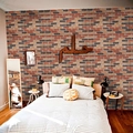Sticker mural 3D briques vintage avec calligraphie arabe pour décoration de la chambre - Motif de Brique Rouge 3D (SA-1005)