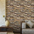Papier peint adhésif effet pierre pour salon avec texture de brique marron vintage - Motif de Pierre Brune Rétro (SA-1007)