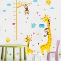 Pegatina medidor de altura de jirafa y mono para decoración de habitación infantil - Animales Dibujos Animados (XL8337)