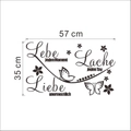 German inspirational wall sticker with flowers and butterflies 57x35cm removable decor - 57x35cm