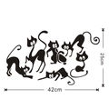 Maßlayout mit 6 schwarzen Katzen-Silhouette-Wandtattoos, Größe 42cm mal 25cm - Schwarze Katze Serie / 42*25cm