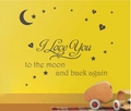 To the Moon and Back vinyl wall decal sticker with stars and moon for nursery room - Light Gray