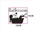 Dettaglio adesivo da parete Bathroom con silhouette vasca e dimensioni 18x15cm - 18*15cm