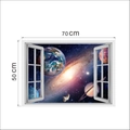 Vinilo de pared 3D ventana espacio con Tierra y Saturno, decoro de 70x50cm - 50*70CM