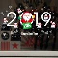 Stickers de Noël blancs pour vitres avec Père Noël et flocons pour décoration de fête vitrée - Thème Père Noël Bonhomme de Neige 2019 (XH6250)